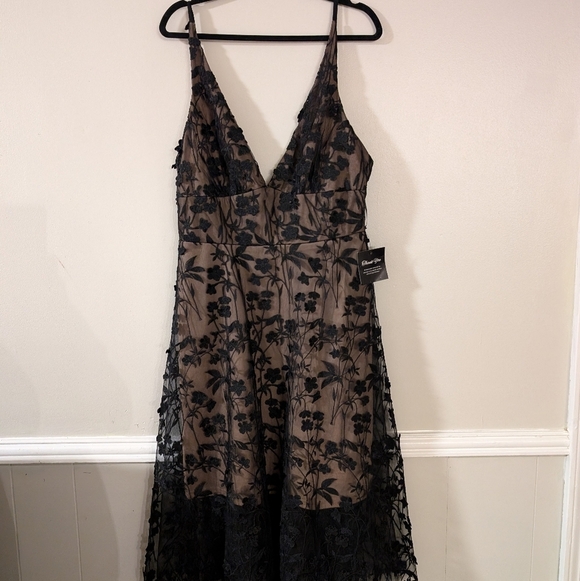 NWT Soieblu Lace Midi Dress Black And Nude XL - Picture 2 of 7
